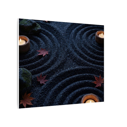 Seijaku Rock Garden Canvas Art - Dark Japandi Dark Texture
