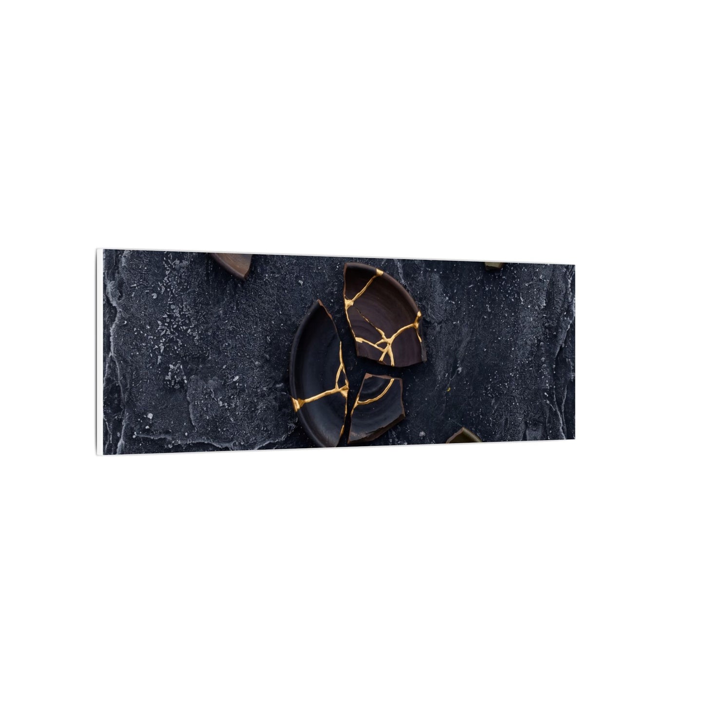 Broken Pottery Canvas Art | Winter Dark Japandi Shadow Zen Art