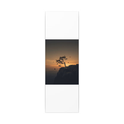Dark Japandi Pine Tree in Golden Hour | Moody Minimal Canvas Art