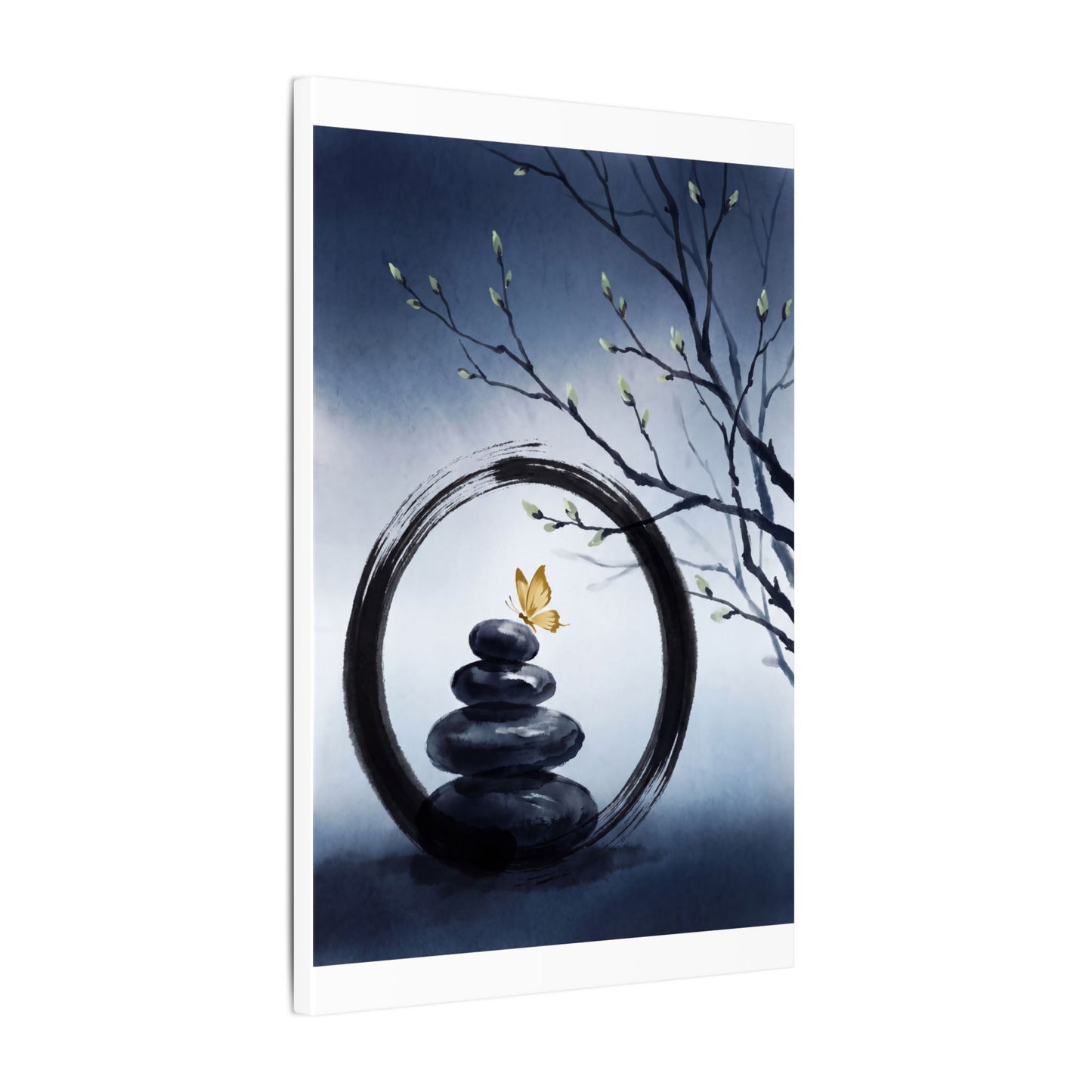 River Stones Spring Canvas Art | Zen Peaceful Design