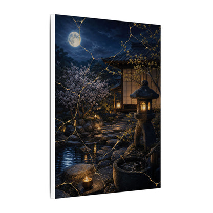 Seijaku Moonlit Garden Canvas Art - Kintsugi Gold Vein