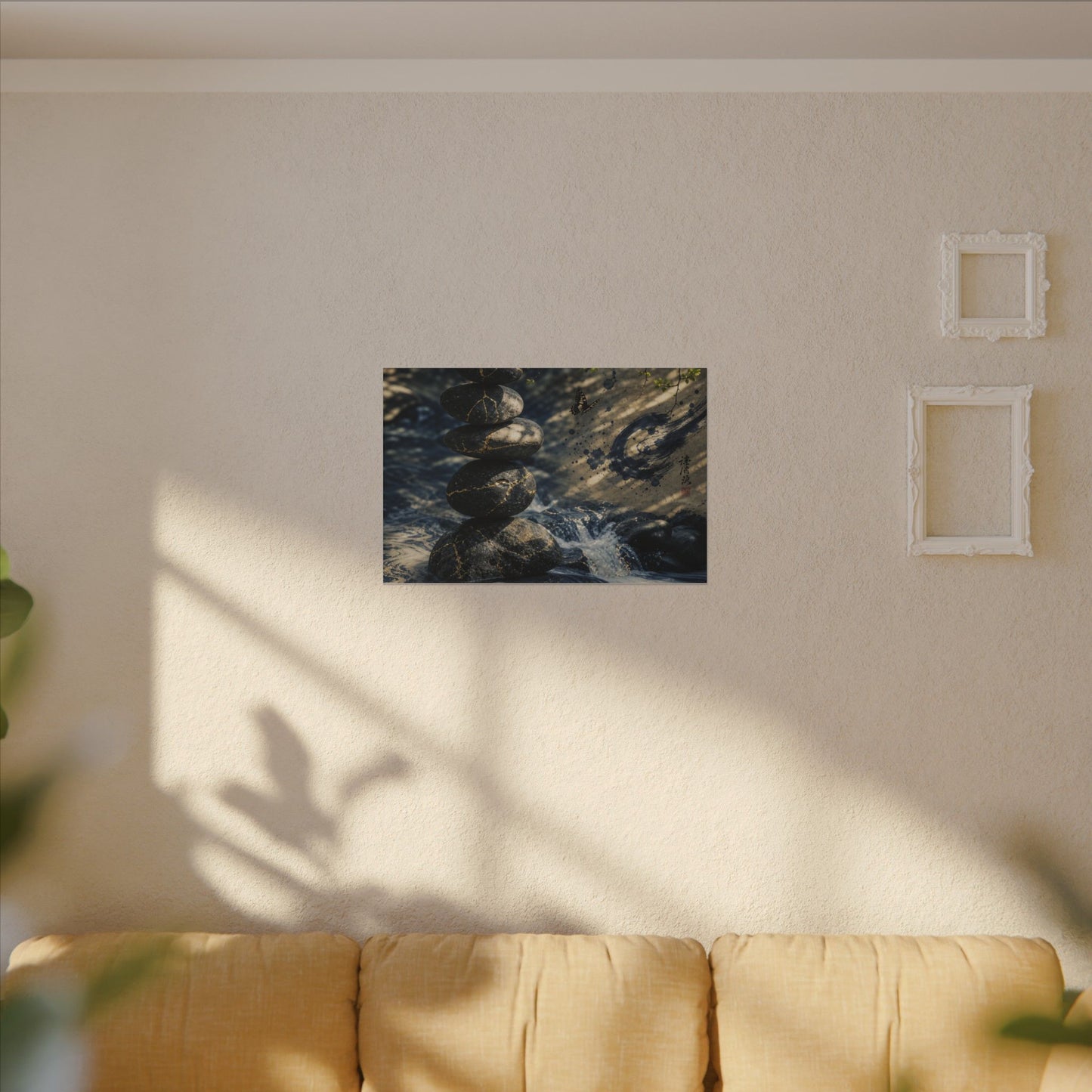 Kintsugi River Stones in Dappled | Broken Beauty Canvas Art