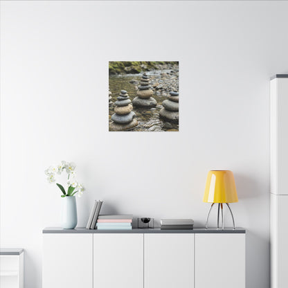 Zen River Stones in Dawn | Karesansui Canvas Art
