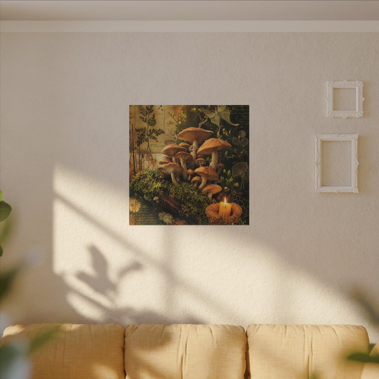 Spring Wild Mushrooms Herbarium Canvas Art | Earthy Decor