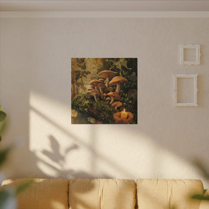 Spring Wild Mushrooms Herbarium Canvas Art | Earthy Decor