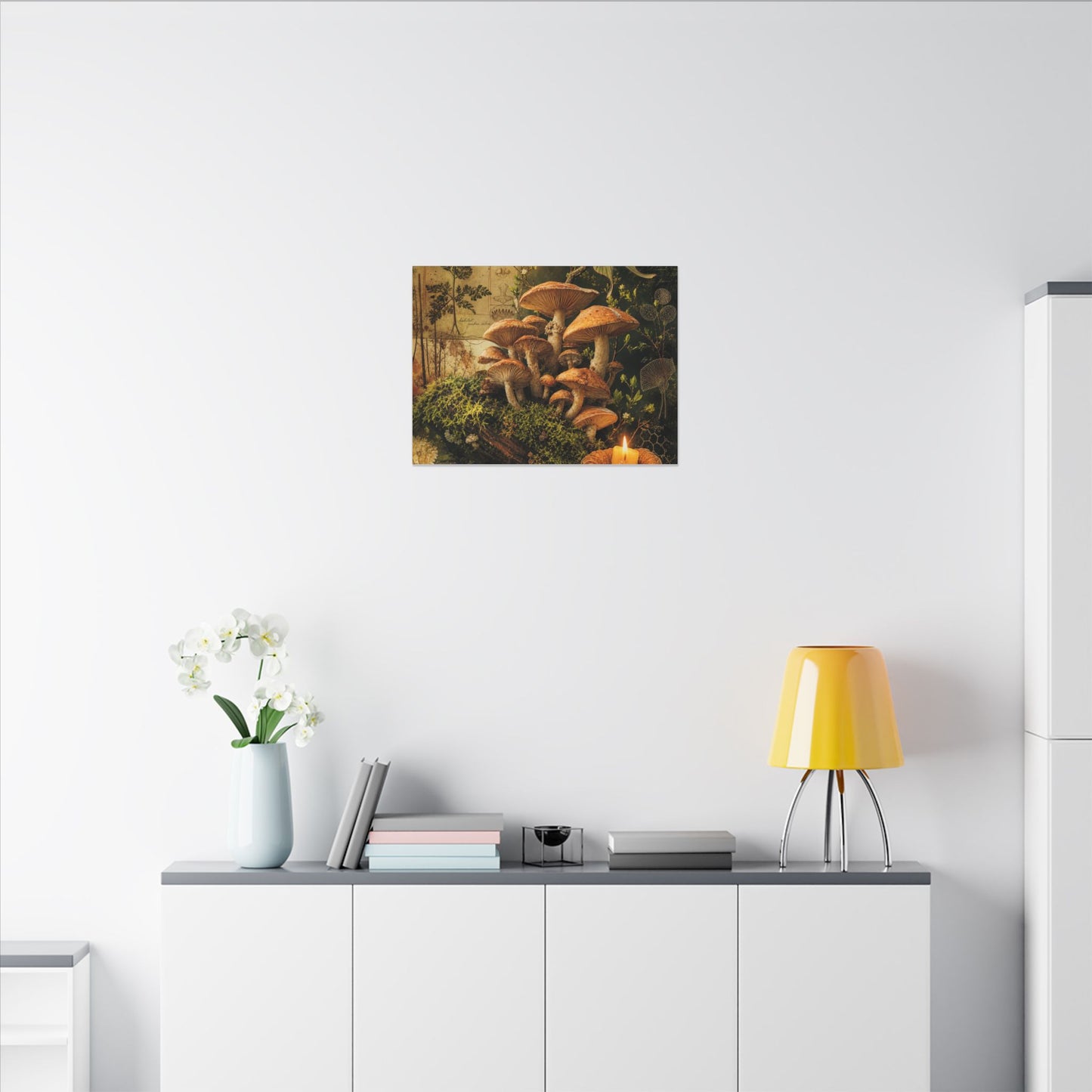Spring Wild Mushrooms Herbarium Canvas Art | Earthy Decor