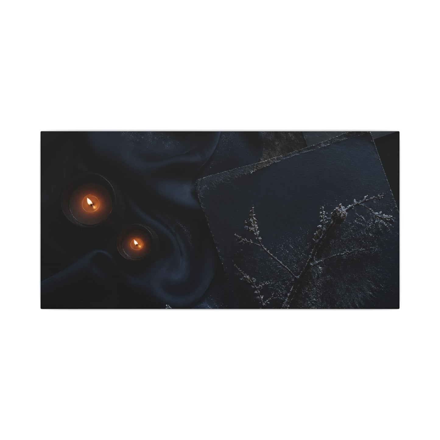 Candlelight Silk Drape Canvas Art - Dark Japandi Kanso