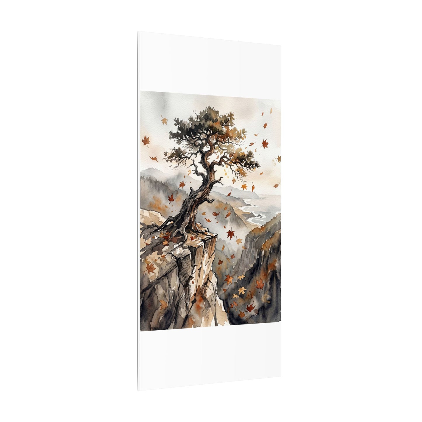 Autumn Pine Tree Watercolor Canvas Art | Warm Decor