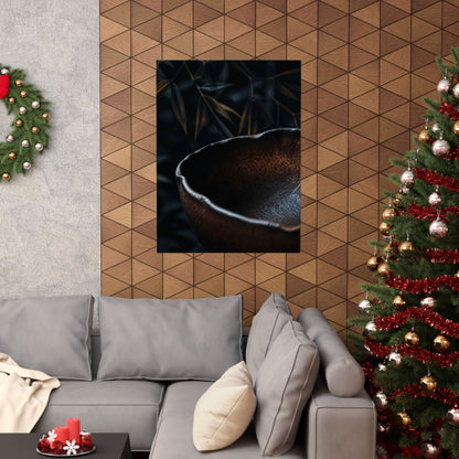 Moonlight Ceramic Bowl Wall Art Print - Dark Japandi Kanso