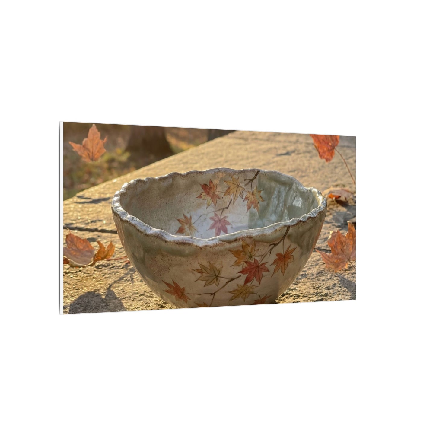Japandi Ceramic Bowl in Golden Hour | Japanese Pattern Canvas Art