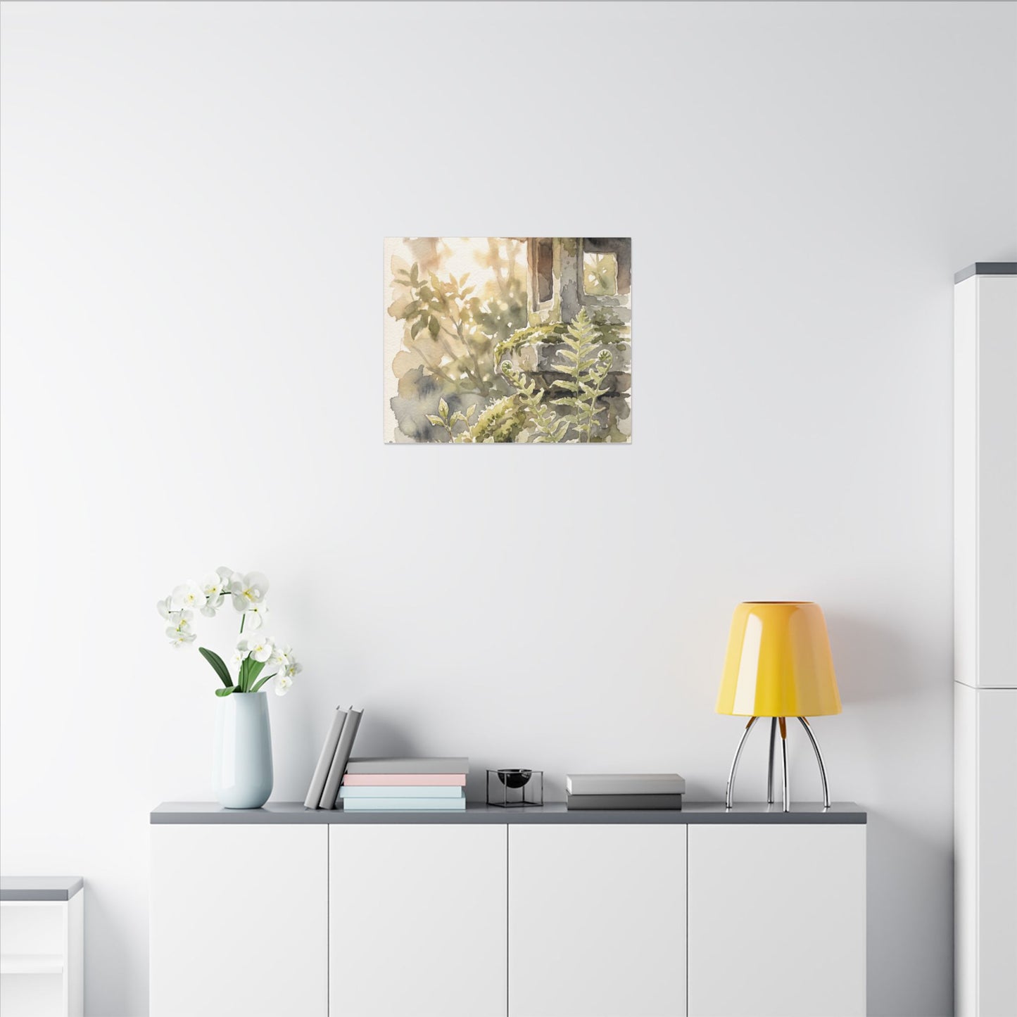 Earthy Stone Lantern Canvas Art - Watercolor Japandi