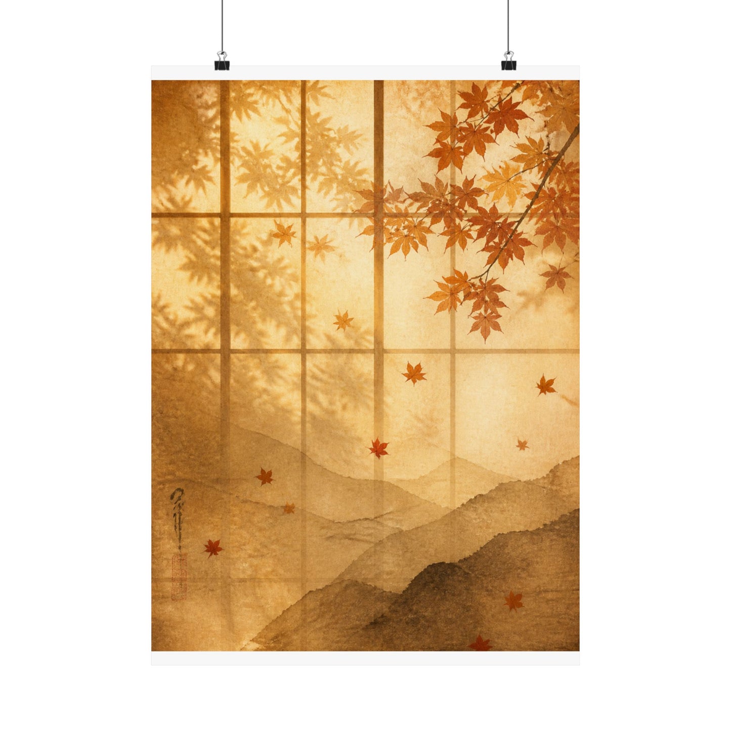 Shoji Screen Wall Art Print | Autumn Japandi Texture Art