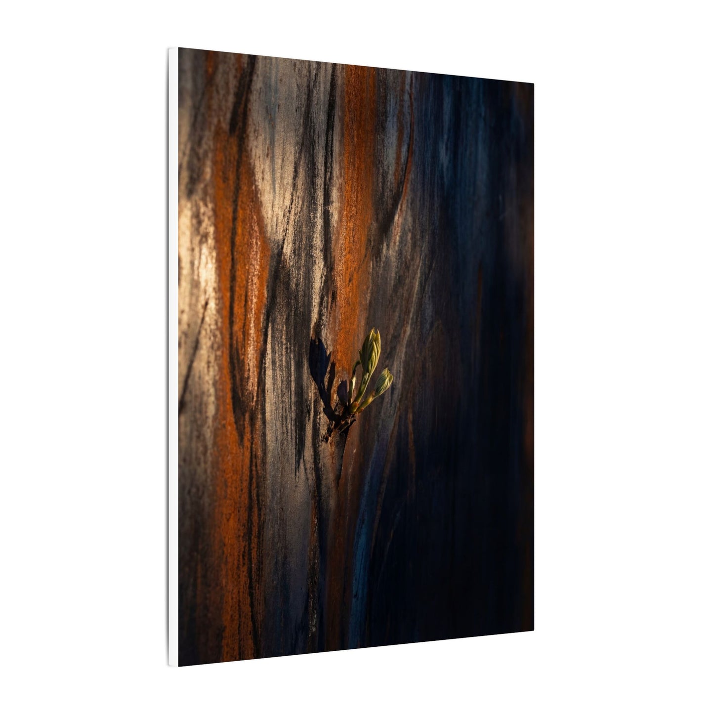 Rust Patina Charcoal Ink Canvas Art | Moody Dark Japandi Art