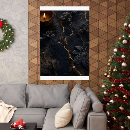 Luxurious Cracked Earth Wall Art Print - Moody Minimal Dark Japandi