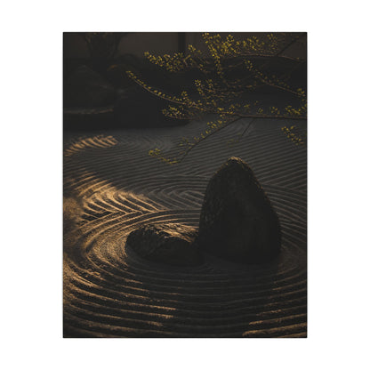 Ma Rock Garden Canvas Art - Dark Japandi Shadow Zen