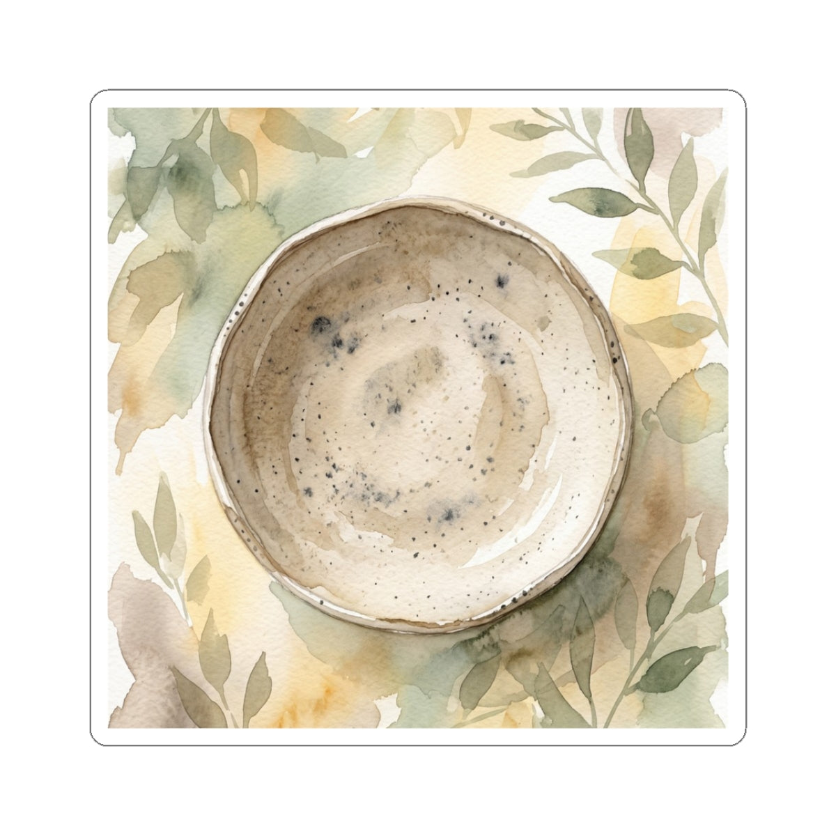 Japandi Ceramic Bowl in Golden Hour | Watercolor Sticker