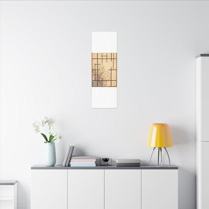 Shoji Screen Canvas Art | Winter Japandi Minimal Line Art