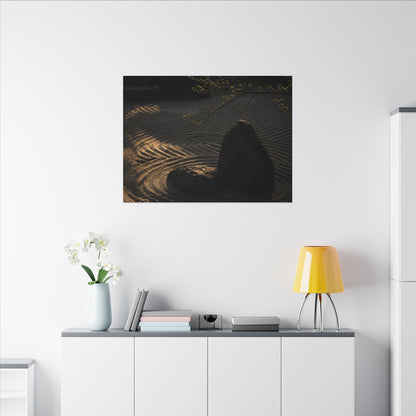 Ma Rock Garden Canvas Art - Dark Japandi Shadow Zen