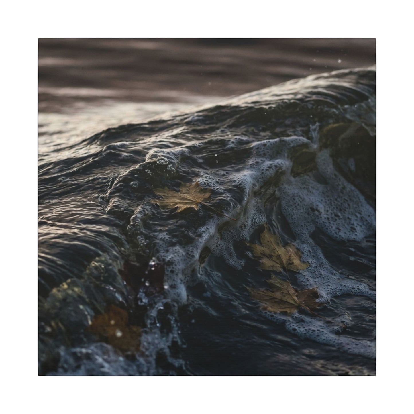 Dark Japandi Ocean Wave in Dawn | Moody Minimal Canvas Art