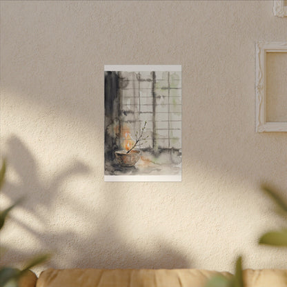 Shoji Screen Canvas Art | Spring Japandi Watercolor Art