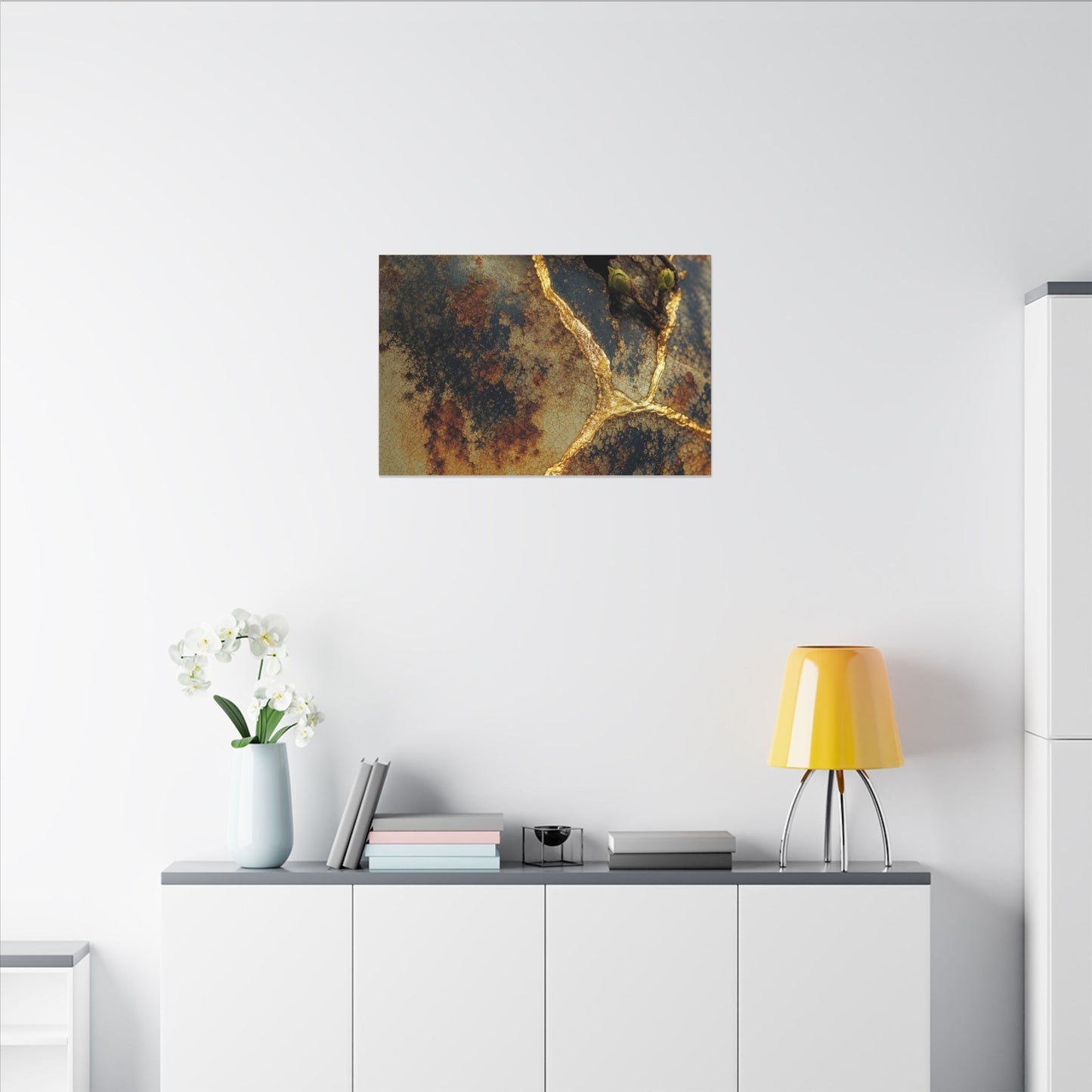 Datsuzoku Rust Patina Canvas Art - Kintsugi Crackle Gold
