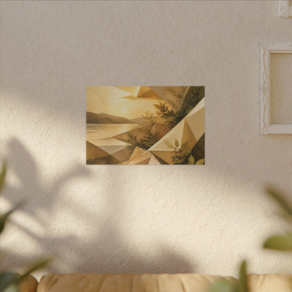 Golden Hour Paper Fold Canvas Art - Japandi Ma