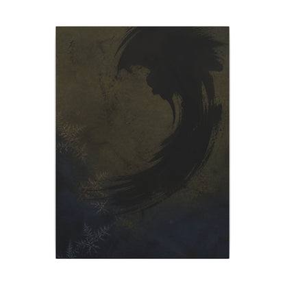 Seijaku Ink Brushstroke Canvas Art - Dark Japandi Moody Minimal
