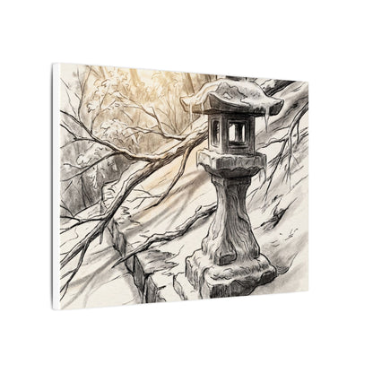 Golden Hour Stone Lantern Canvas Art - Japandi Kanso