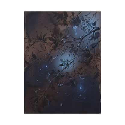 Bold Cherry Blossom Canvas Art - Charcoal Ink Dark Japandi