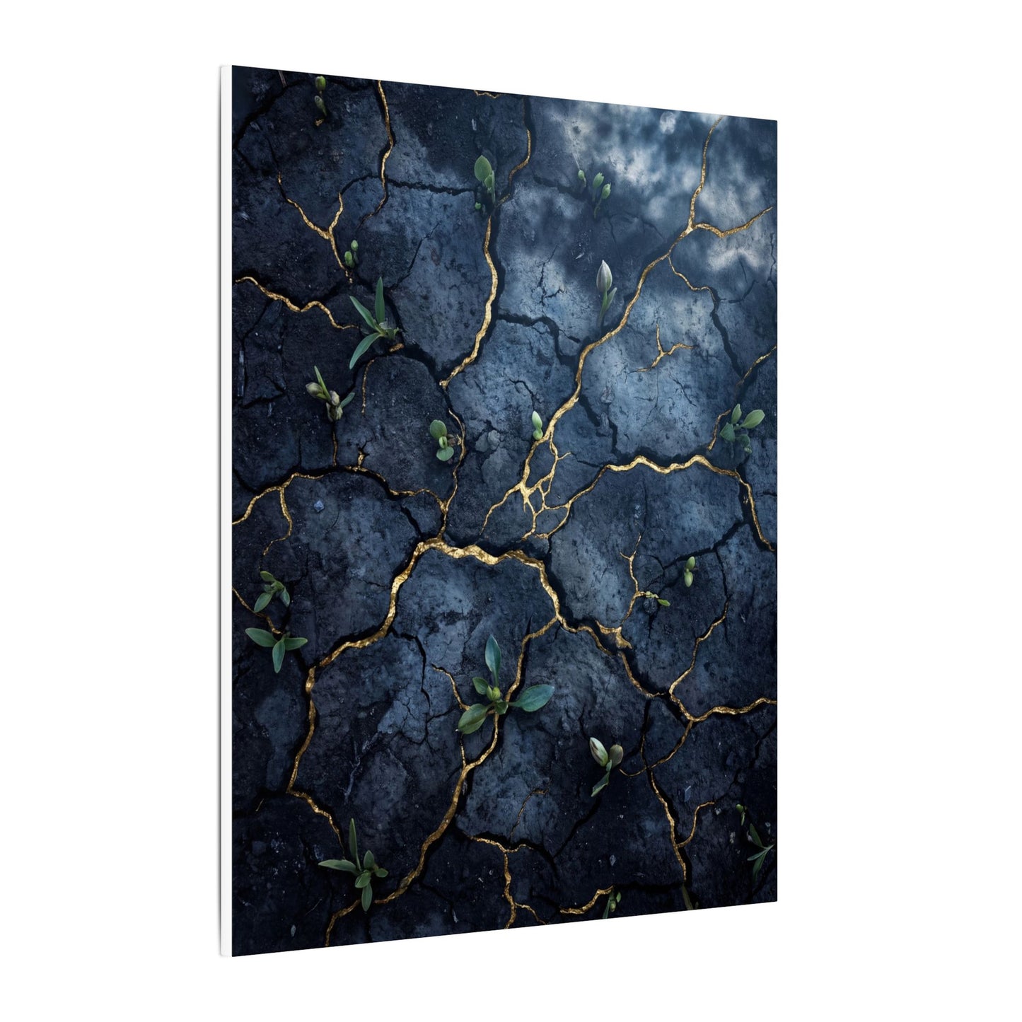Cracked Earth Spring Canvas Art | Kintsugi Healing Design