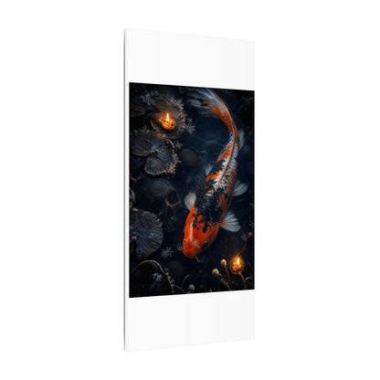 Koi Pond Canvas Art | Winter Dark Japandi Shadow Zen Art