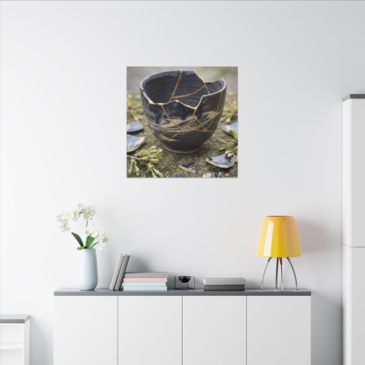 Datsuzoku Ceramic Bowl Canvas Art - Kintsugi Gold Repair