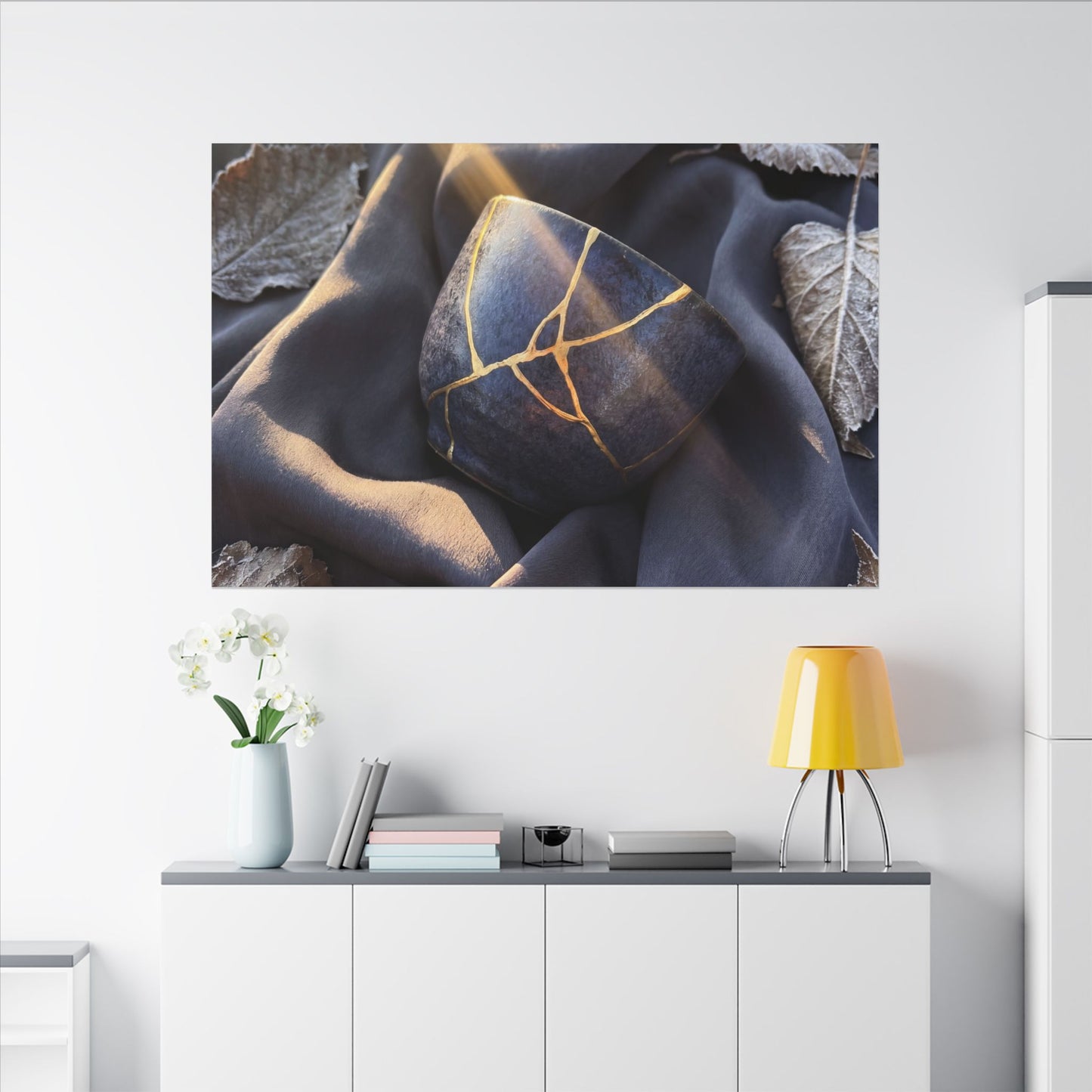 Winter Silk Drape Gold Repair Canvas Art | Artful Decor