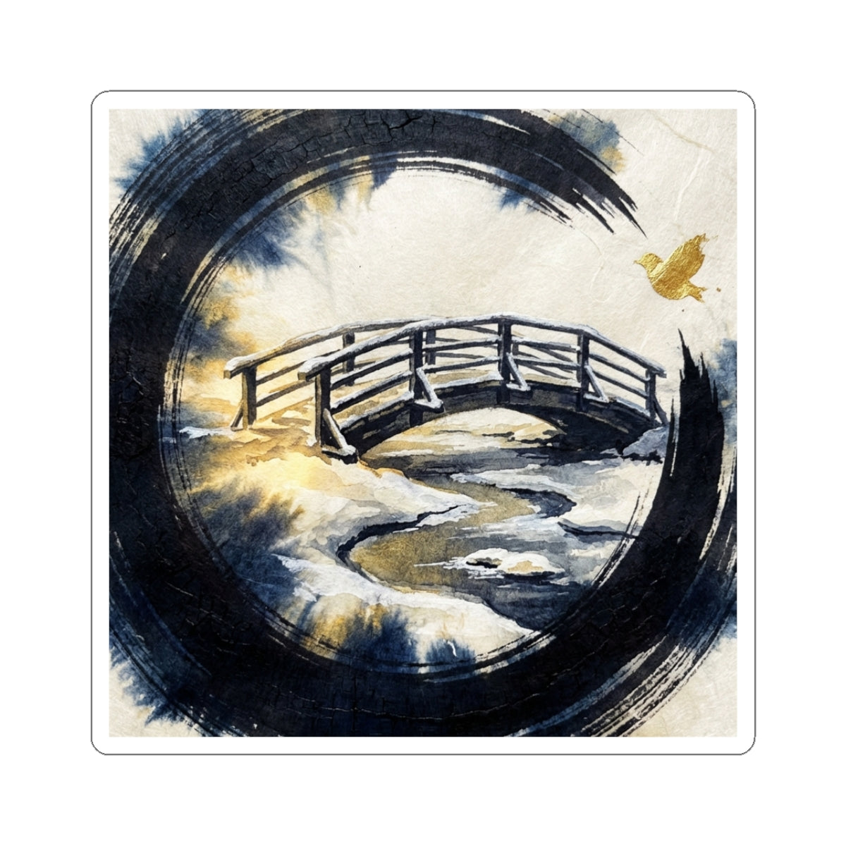 Golden Hour Wooden Bridge Sticker - Zen Datsuzoku