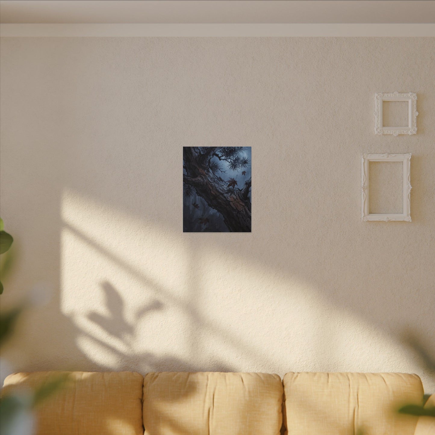 Atmospheric Pine Tree Canvas Art - Shadow Zen Dark Japandi
