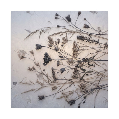 Elegant Dried Flowers Canvas Art - Japanese Pattern Japandi