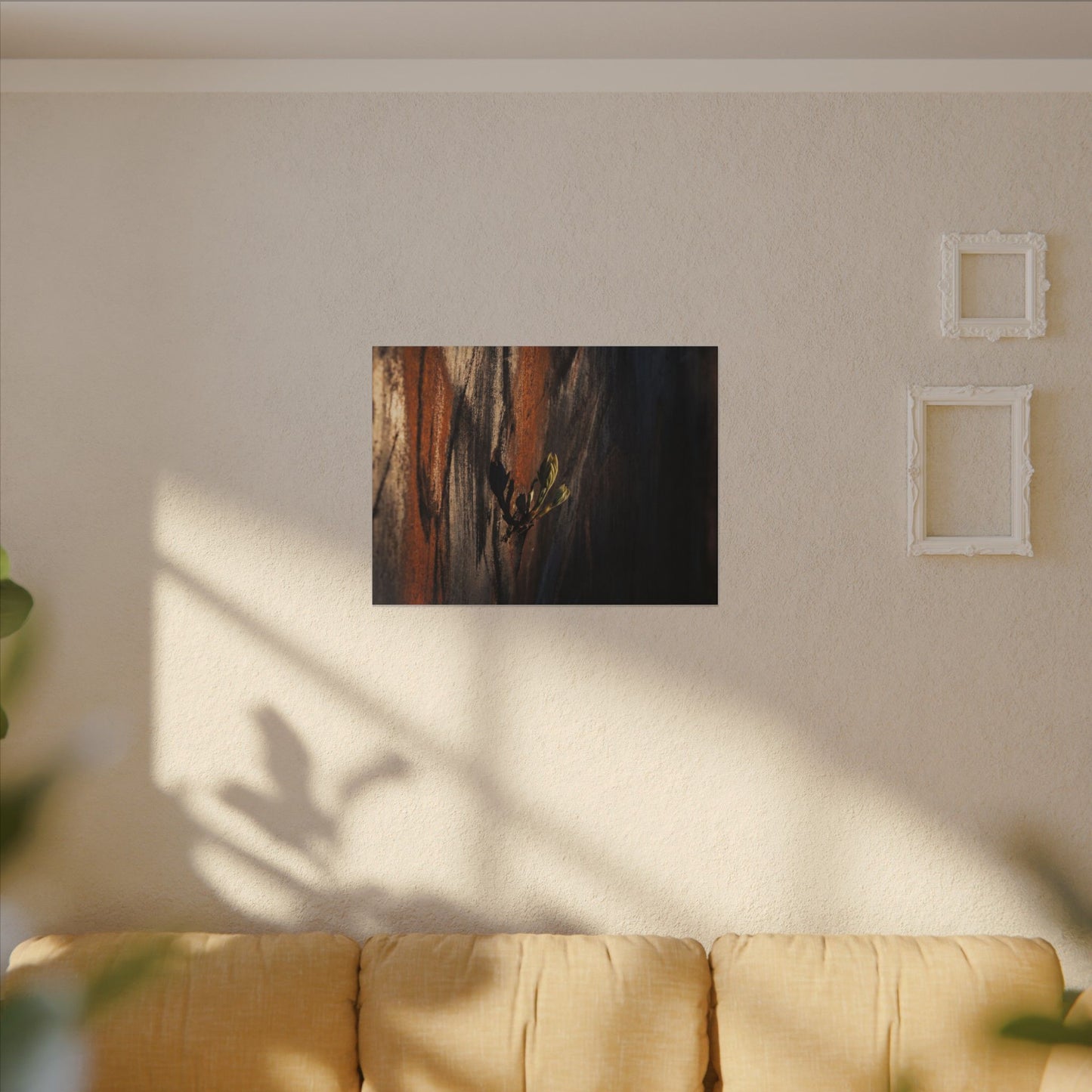 Rust Patina Charcoal Ink Canvas Art | Moody Dark Japandi Art
