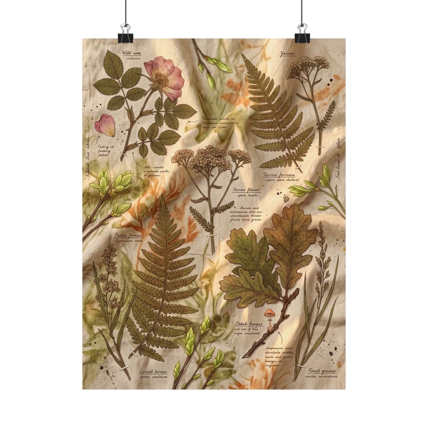 Spring Silk Drape Herbarium Wall Art Print | Nostalgic Decor