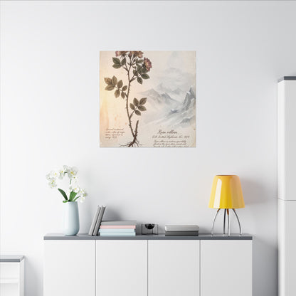 Winter Mountain Mist Herbarium Canvas Art | Earthy Decor