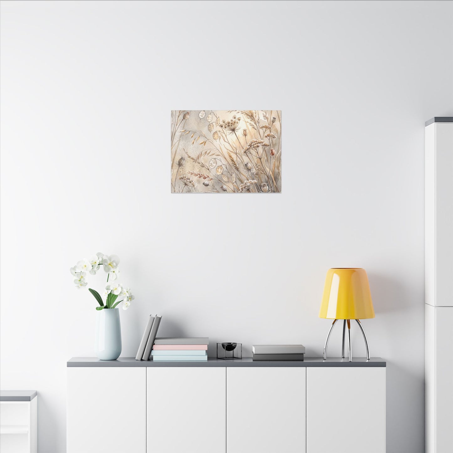Winter Dried Flowers Watercolor Canvas Art | Warm Decor