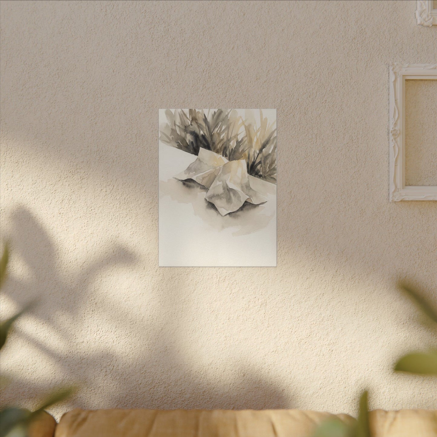 Paper Fold Watercolor Canvas Art | Warm Japandi Art