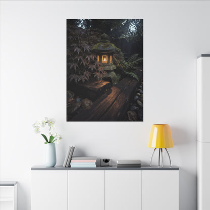 Moody Moonlit Garden Canvas Art - Shadow Zen Dark Japandi