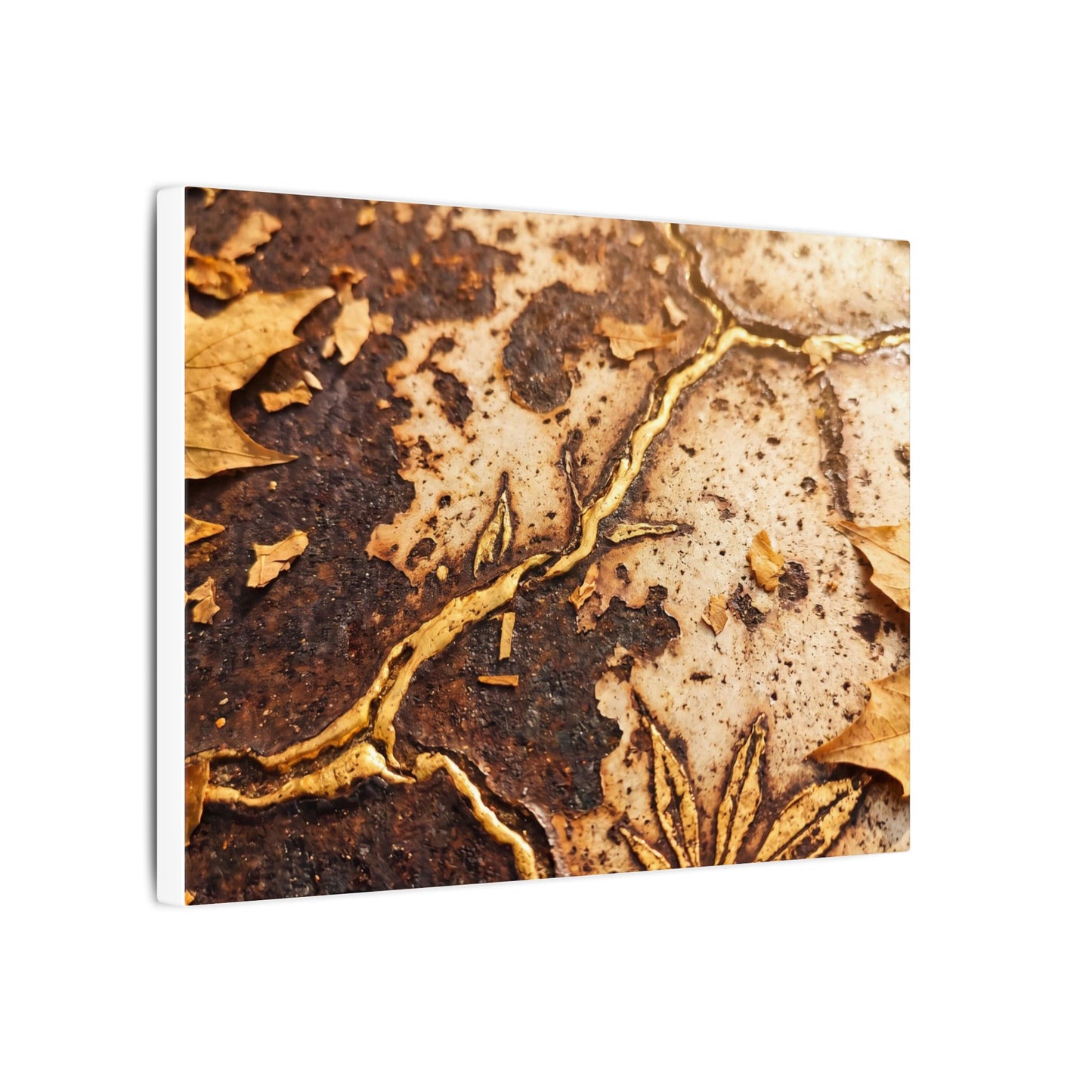 Kintsugi Rust Patina in Golden Hour | Gold Vein Canvas Art