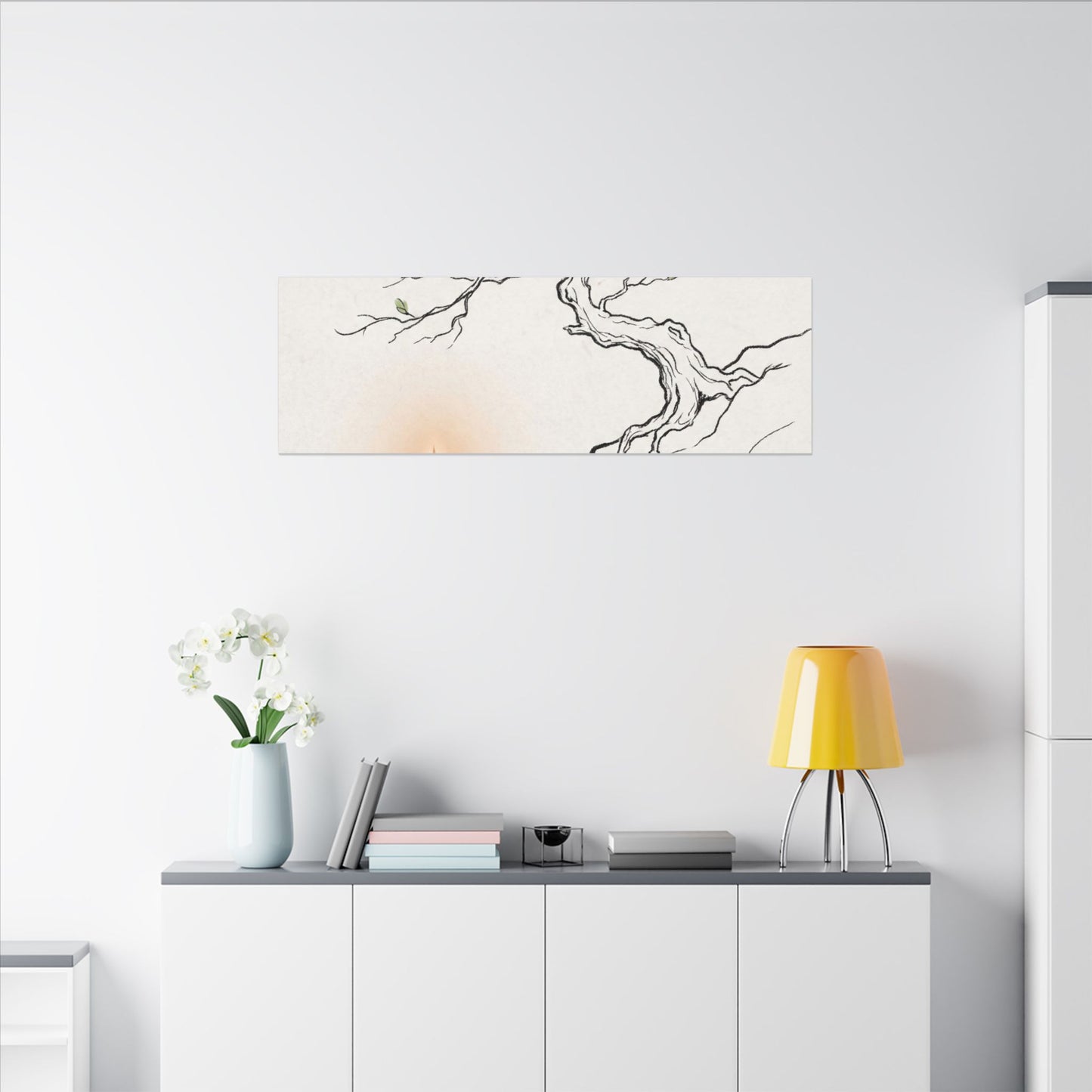 Candlelight Pine Tree Canvas Art - Japandi Shibui