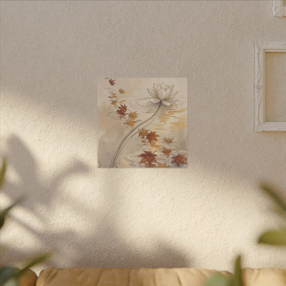Lotus Flower Canvas Art | Autumn Japandi Minimal Line Art