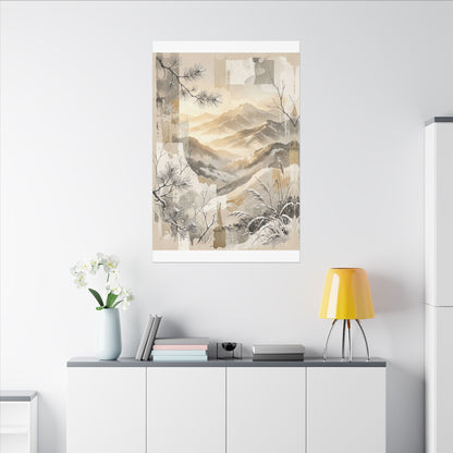 Shibui Mountain Mist Canvas Art - Japandi Japanese Pattern