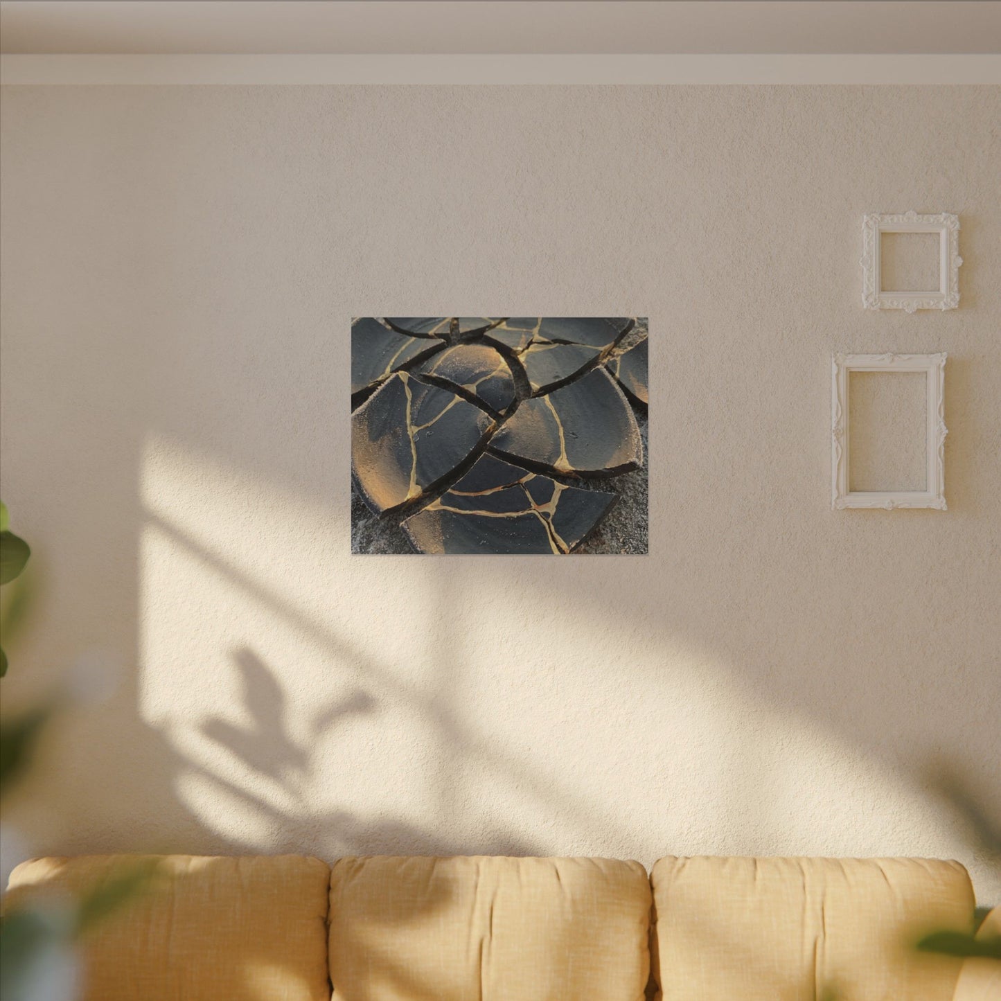 Broken Pottery Winter Canvas Art | Kintsugi Resilient Design