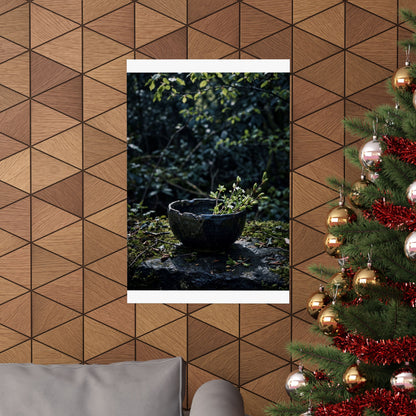 Ceramic Bowl Shadow Zen Wall Art Print | Moody Dark Japandi Art