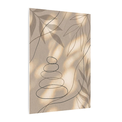 River Stones Minimal Line Canvas Art | Earthy Japandi Art