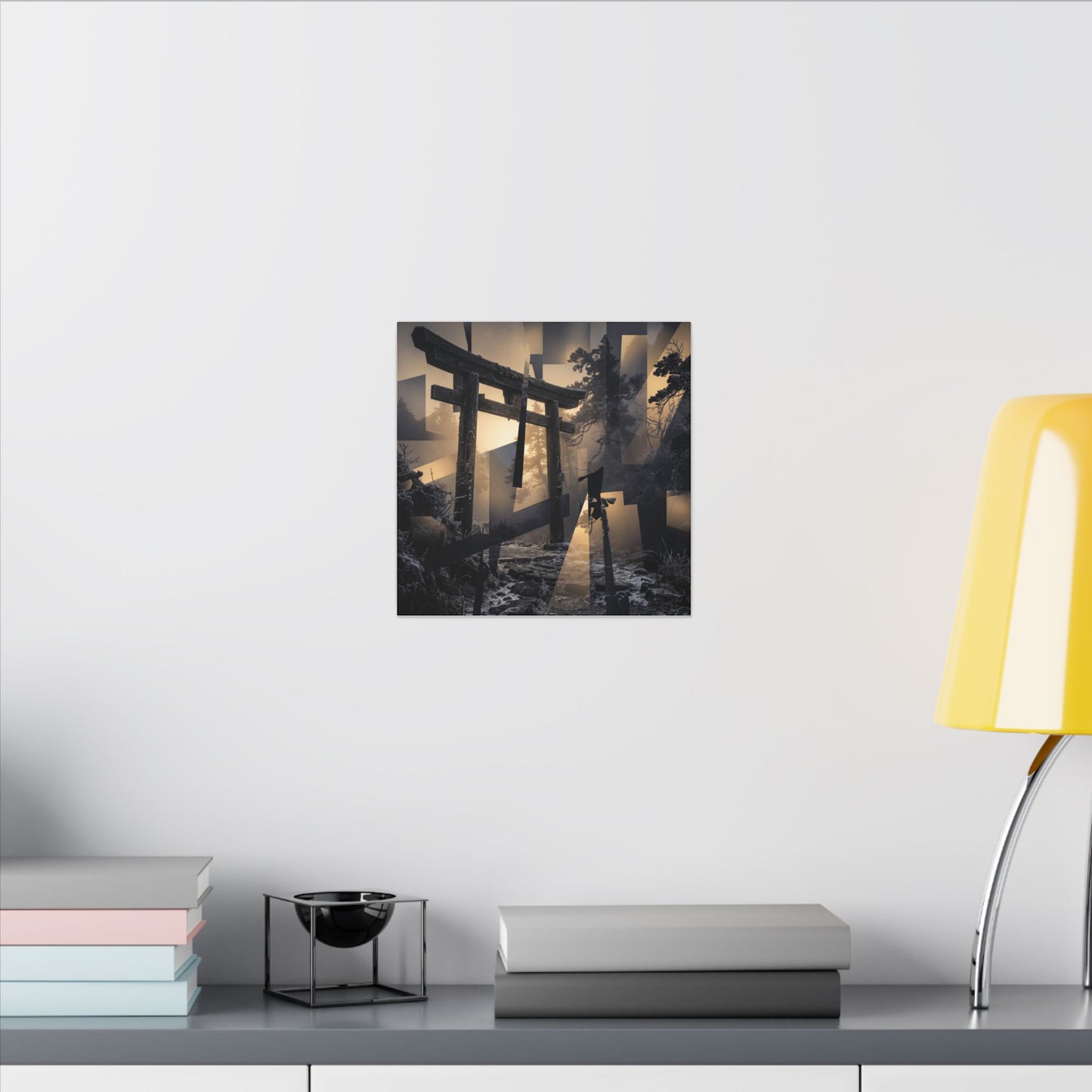 Winter Torii Gate Moody Minimal Canvas Art | Bold Decor